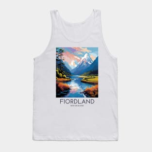 A Pop Art Travel Print of Fiordland National Park - New Zealand Tank Top